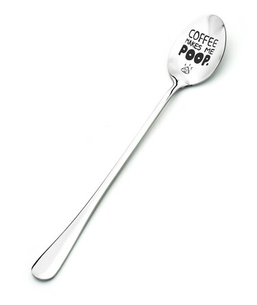 Coffee Makes Me Poop Spoon - Funny Gift for Coffee Lovers - Stainless Steel Teaspoon with Gift Box - 7.5 Inches