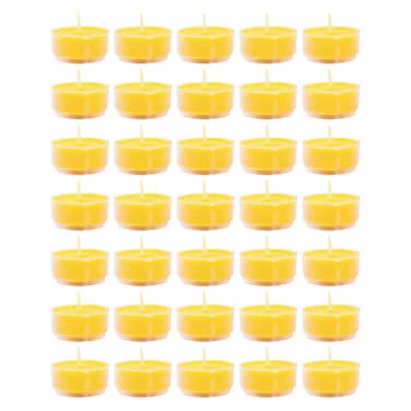 Mudra Crafts Tibetan Tealight Vanaspati Ghee Butter Lamp Candle Set for Meditation, Ceremonies, Rituals, Altars, Diwali (Clear Container)