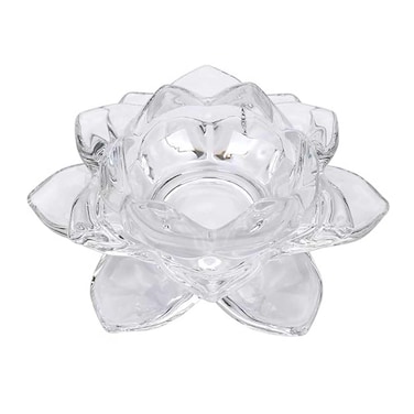 Crystal Lotus Flower Candle Holder Clear Glass Votive Candle Holder Tealight Candle Holder Decorative Candlestick Holder for Wedding Centerpiece Party Valentine's Day Home Table Decor, 1 Piece