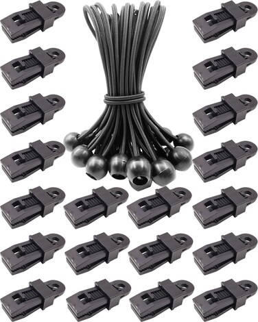 BINCKIN Tarp Clips Heavy Duty Lock Grip - 40 Pcs Tent Clip, Tarp Clamp, Tarp Hold Down Clips, Awning Tarp Clamps for Canopy (Black)