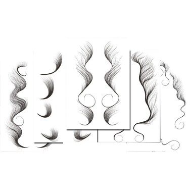 Nirbffo 5 Sheets Temporary Tattoo Stickers for Hair Edge Smooth Waterproof Black Hairline Curly Bangs Tattoo Sticker