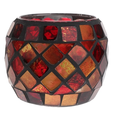 Kichvoe Glass Candle Holder Glass Votive Candle Holder Romantic Stained Mosaic Tealight Candle Holders Tealight Holder Bowl for Valentine Party Wedding- 7CM/ 2.7In Mosaic Candle Holders