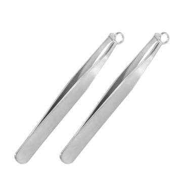 2 Pcs Universal Nose Hair Trimming Tweezers, Stainless Steel Nasal Clippers with Friendly Round Tip for Men &amp; Women for Noses Hair, Brow, Sideburns &amp; Body (Silver)