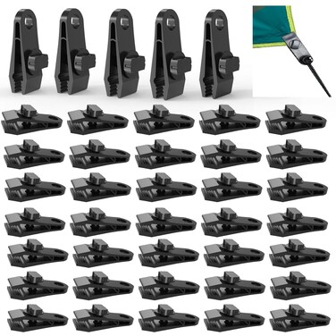 Tarp Clips Heavy Duty Lock Grip, 40 PCS Tarp Clips Awning Clamp Thumb Screw Fixed Clip for Tarp,Tents,Tarpaulin,Canvas,Pool Cover,RV Awning Cover, Banners,etc.