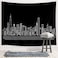 JAWO Chicago Skyline Tapestry, American City Silhouette Abstract Urban Line Upgrade Tapestries Wall Hanging for Bedroom College Dorm, TV Backdrop Table Cloth Profession Home Decor 71X60 Inches