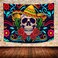 SHRAPHY Trippy Skull Tapestry 80x60 Inches Psychedelic Mexican Sugar Skull Tapestry Botanical Flower Cactus Peach Skin Fabric Wall Art Tapestries for Bedroom RGTMLUH103