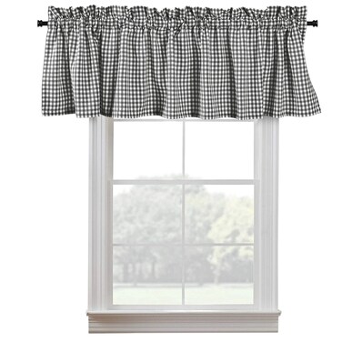 Softopia Cotton Set of 2 Valance Curtains for Windows 58x15 for Living Room Bedroom Kitchen Windows Bathroom, 100% Cotton Farmhouse Vintage Curtain Valances Rod Pocket - Grey