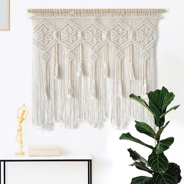 Youngeast Macrame Wall Hanging Large Boho Wall Hanging Bedroom Beaded Curtain Woven Tassel Tapestry Macrame Tapestry Wall Art 39&acirc;&euro;W X 39&acirc;&euro;H