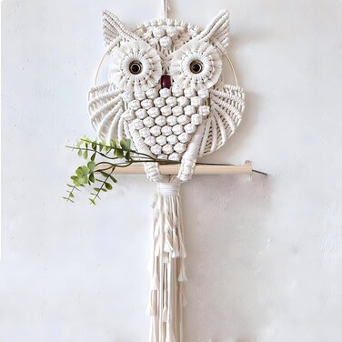 TBACW Owl Wall Hanging Tapestry, Hand Woven Boho Decorative Owl Tapestry Wall Art for Home Living Room Bedroom Decoration