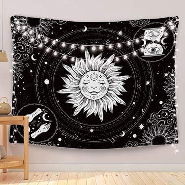 OGILRE Boho Sun Moon Tarot Star Psychedelic Mystic Home Girls Bedroom Decorations Wall Art Hanging Tapestry, Bohemia Space Tapestries, 50x60 Inch