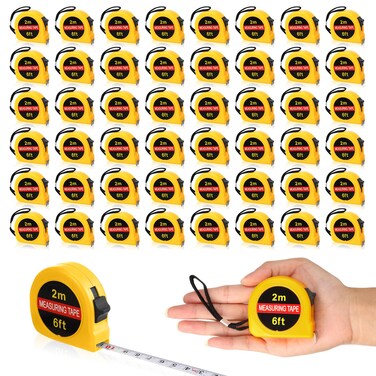 Copkim 50 Pcs 6ft Mini Tape Measure Retractable Bulk 2m Small Measuring Tape Pocket Tiny Measurement Tape with Inch and Metric for Construction Operation Christmas Bulk Items Gifts for Men(Yellow)