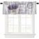 Purple Lavender Flowers in Flowerpot Curtain Valance for Windows/Living Room/Kitchen/Bathroom/Farmhouse, Vintage Stamp Wooden Texture Short Rod Pocket Tier Curtain Window Treatment, 1 Panel 54x18