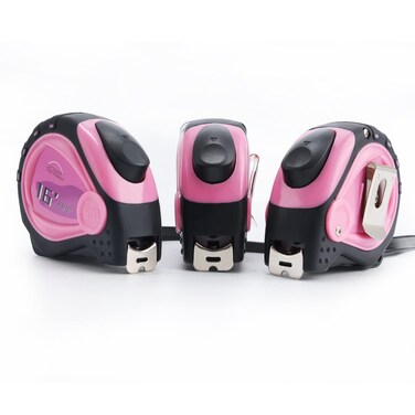 Lichamp Small Tape Measure 16 Feet, Pink Tape Measure Mini 3 Pack 16ft x 3/4in with 1/8 Fractions, 0316PK