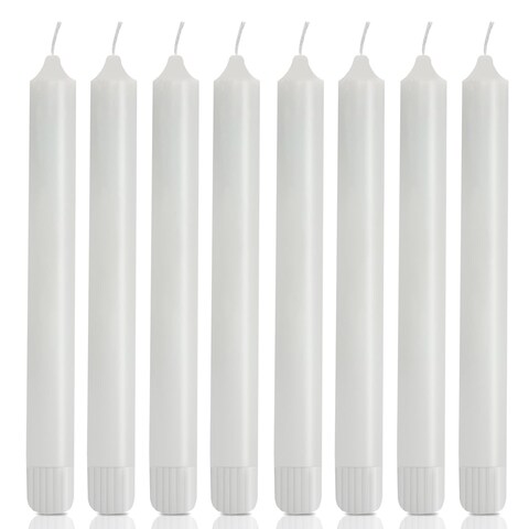 8 Pack 8 Inch Hand Poured White Dripless Taper Candles, Soy Candles, Non-Toxic, Unscented, Smokeless, for Candlesticks &amp; Home Decor