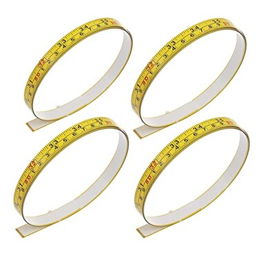 4Pcs Self-Adhesive Measuring Tape, 44 Inch or 110cm Imperial and Metric Scale Workbench Ruler, Left-to-Right Sticky Measure Tape with Adhesive Backing for Woodworking, Saw, and Drafting Table, Steel