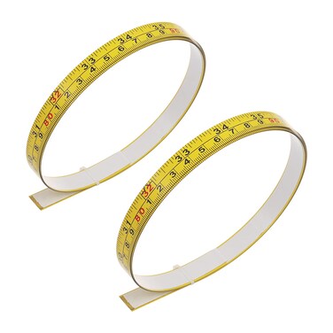 2Pcs Steel Self-Adhesive Measuring Tape, Imperial and Metric Scale Workbench Ruler, Left to Right Sticky Measure Tape with Adhesive Backing for Woodworking, Saw, Drafting Table, 44Inch, Yellow