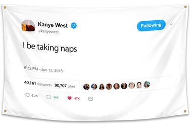 WHGJ Kanye Flag I Be Taking Naps 3x5 ft Tweet Quote Rapper Tapestry, Heavy Duty 200D Durable Polyester, Funny Poster Flags for Bedroom College Dorm Guys, Fade Resistant Banner D&Atilde;&copy;cor