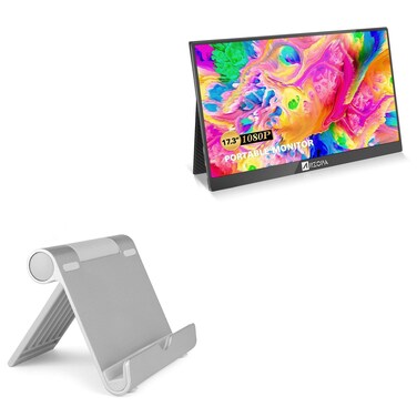 BoxWave Stand and Mount Compatible with ARZOPA Portable Monitor A1 Max (17.3 in) - VersaView Aluminum Stand, Portable, Multi Angle Viewing Stand for ARZOPA Portable Monitor A1 Max (17.3 in)