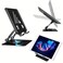 Swivel Tablet Stand, Adjustable iPad Stand with 360 Rotating Base, Foldable Desktop Tablet Holder, Black Metal Cell Phone Display Holder Compatible with iPad/Pro/Air/Mini, Tablets, iPhone 15 Pro