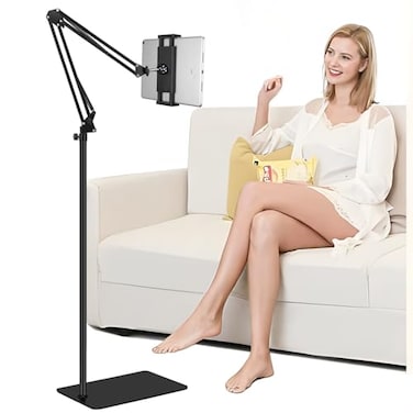 Tablet Floor Stand with Heavy Duty Base&atilde;&euro;Ultra Sturdy&atilde;&euro;&lsquo;, Overhead Bed phone Stand Angle Height Adjustable, Compatible with iPad Mini Air Pro 12.9/9.7, Galaxy Tab, Kindle, Cell Phones (4.5''-13'')