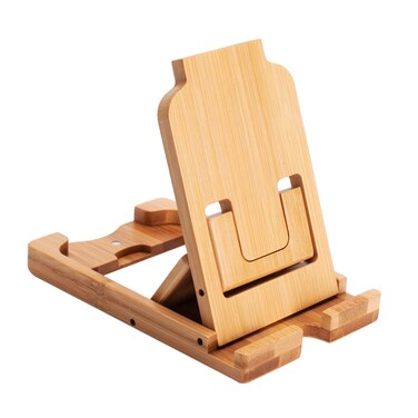 Etokon.Org Bamboo Phone Stand and Tablet Stand, Foldable Universal Adjustable-Angle Mobile Phone Stand Holder, Pocket Desktop for All Smartphones, E-Reader, Tablet