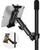 LMS iPad Holder for Mic Stand, Micophone Music Stand Tablet Phone Holder Mount, Exercise Bike Handlebar Clamp Mount Treadmill Tablet iPad Holder for Tablets &amp; Phones 4-13.5 inches