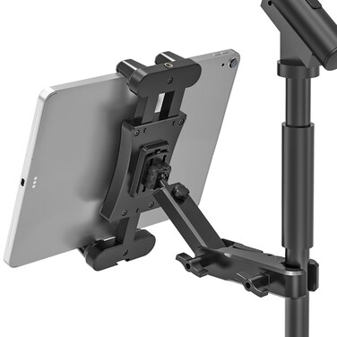 JUBOR Tablet Holder for Mic Stand, Microphone Stand Tablet Holder, Cellphone Holder for Music Stand Compatible with iPad, iPad Pro, iPad Air, iPad Mini, and All Smartphone 4.7-13.5 Inches