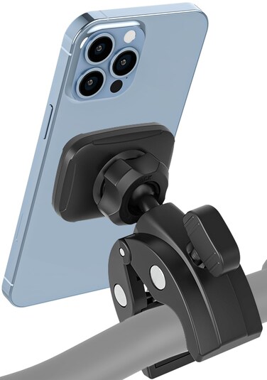 Magnetic Spin Bike Phone Holder Mount - Cell Phone Bike Holder Handlebar Stand for Indoor Bike Peloton, Stationary Bike, Treadmill, Exercise Bicycle Clamp iPhone 16 15 14 13 12 Android, All Smartphone