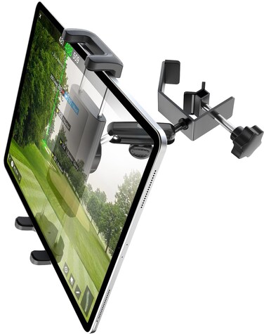 Charchendo Aluminum Alloy Golf Cart Tablet Holder with Dual Metal Ball Head, [Anti-Drop] 360&Acirc;&deg; Adjustable Golf Cart Phone Mount Clamp Hand Free Fits iPad Pro 12.9/Air/Mini, Switch, 4-12.9" Devices