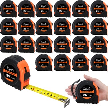 24 Pieces Tape Measure 25 Feet Retractable Measuring Tape Bulk Self Locking Measurement Tape Easy to Read with Fractions, Metric Inches and Imperial Measurement