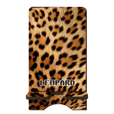 Nuckxy Leopard Print Wooden Phone Holder, Smart Phones, Tablets, Desktop, E-Book Wooden Stand, Chic Desk Organizer for Home &amp; Office - 13