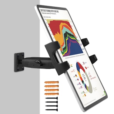 Peastrex Tablet Ipad Wall Mount Holder with Long Arm 360&Acirc;&deg; Adjustment for 4~15inch Tablet and Cellphone iPad Pro 12.9, Galaxy Tab S9 Ultra 14.6 S9FE, Surface,iPhone