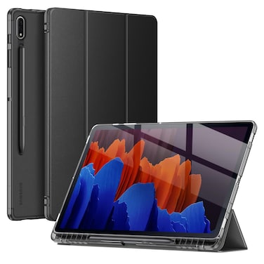 Soke Case for Galaxy Tab S7 Plus 2020 with S Pen Holder,Trifold Stand with Multi-Angle Viewing,Smart Protective Case for Samsung Galaxy Tab S7 Plus 12.4 Inch SM-T970 T975 T976 T978(Black)