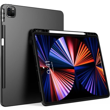 Puxicu Case for iPad Pro 12.9 inch 2021&amp;2022, Slim Design Matte TPU Rubber Soft Skin Silicone Protective Cover for iPad Pro 12.9" Gen 5th&amp;6th Tablet - Black