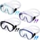 4 Pcs Adult Swim Goggles Swimming Goggles with 4 Pair Earplugs Anti Fog Snorkel Mask Clear View Tempered Glass Scuba Mask Waterproof Diving Mask with Nose Cover for Adult Men Women(Cute Color)