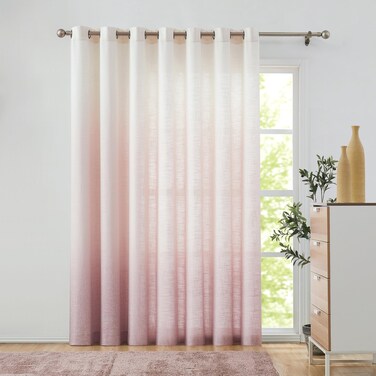 Central Park Ombre Window Door Curtain 100" Extra Wide Linen Ombre Gradient Print on Rayon Blend Fabric Treatment for Sliding Patio Door with 14 Grommets&iuml;&frac14;&OElig;Cream White to Pink&iuml;&frac14;&OElig;100" x 95", 1 Panel