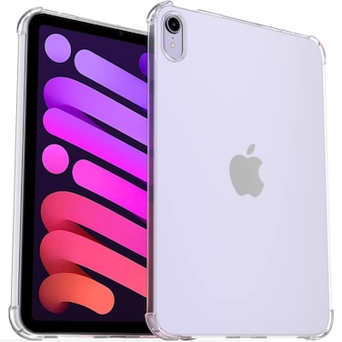 Callyue Case for iPad Mini 6 Case 2021,iPad Mini 7 2024 Case (A17 Pro), Clear Rubber Soft Skin Silicone Side Corner Protective Cover for Apple iPad Mini 6 8.3 inch Tablet - Transparent