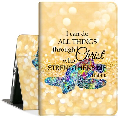 Case for Samsung Galaxy Tab S7 FE 2021/Galaxy Tab S8 Plus 2022/Tab S8+/S7 Plus 2020 12.4 inch,PU Leather Folding Stand Protective Tablet Cover with Auto Wake/Sleep,Yellow Shining Turtle