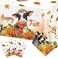 Zhynice Fall Party Decorations 3 Pcs Happy Fall Tablecloth Cartoon Cow Leaves Pumpkin Plastic Rectangle Fall Table Covers for Autumn Harvest Thanksgiving Party Supplies 54 x 108 Inches
