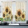 Mitpok Rustic Sunflower Kitchen Curtains, Farmhouse Yellow Floral Curtains for Kitchen, Country Fall Retro Plant Butterfly Kitchen Decor 27.5Wx39H Inch Rod Pocket 2 Panels Small Window Treatment Set