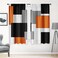 Tayney Orange Kitchen Curtains 63 Inch Length Geometric Window Curtains Over Sink Set of 2, Black Grey White Curtain for Bedroom Living Room, Modern Abstract Kitchen Decor 42x63 Inch