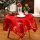 Tingjoo Small Christmas Table Cloth Christmas Poinsettia Tablecloth Topper 33" Square Christmas Embroidered Tablecloth with Embroidery and Cutwork Candle Flower Ornament for Centerpiece