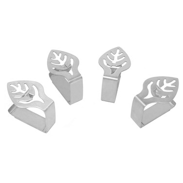 Honbay 4PCS Stainless Steel Silver Thickened Strong Cloth Clip,Tablecloth Clamp Holder, Table Cover Clamps,Table Cloth Holders, Table Cloth Clips Holders for Outdoor and Indoor (Leaf)