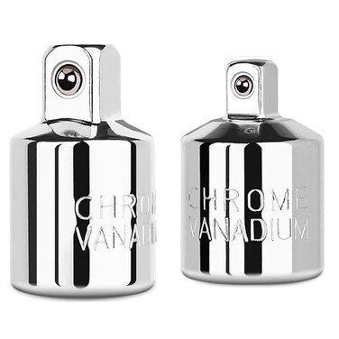 MOSCPA 1/2'' to 1/4'' Socket Adapter &amp; 1/2'' to 3/8'' Adapters Set Square Adapter and Reducer Conversion Set for Ratchet/Driver/Socket Wrench, Chrome Vanadium Steel, 2PCS, Silver