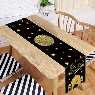 Eid Mubarak Table Runner Table Decorations - Eid Mosque Lantern Islamic Happy Eid Mubarak 2024 Party Supplies Decorations, 13.8x71 inches