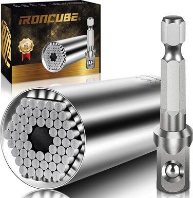 Stocking Stuffers Super Universal Socket, Tools Gifts for Men with Power Drill Adapter(7-19 MM) Suitable for Wing Nuts, Cap Screws, Hooks, or Flanges.