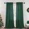 Hunter Green Faux Linen Curtains for Bedroom, Rod Pocket and Back Tab Emerald Green Semi Sheer Drapes Light Filtering Window Treatments Curtains 96 Inch Length for Living Room, 2 Panels,Dark Green