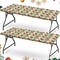 Unittype 2 Pcs Christmas Green and Red Tablecloths 30 x 72 Inches Vinyl Fitted Elastic Edge Flannel Backed Rectangle Tablecloths with Acorn Balls for Xmas Dining Party Home Decoration