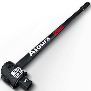 Aiourx 3/8" Drive 17.5 Inch Breaker Bar, Heavy Duty Head, Premium Chromium-Molybdenum Steel, Laser Etched Marking, for Grip and Break Loose Tight Bolts, Nuts