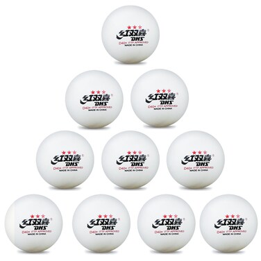AMIRDE DHS 3-Star Table Tennis Balls (Pack of 10) White Ping Pong Balls Premium40+ Tournament-Level ABS Professional Perfect Sphere for Perfect Spin, Excellent Accuracy, Reliable Bounce